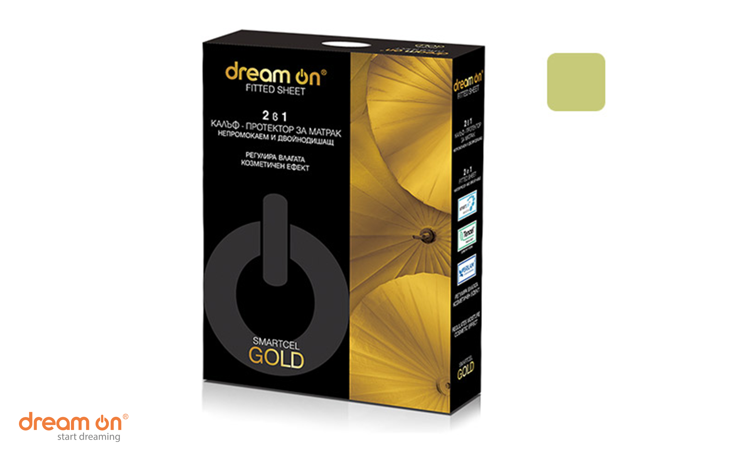 Mattress protector 150/190 - 200 Smartcel Gold, light green  2